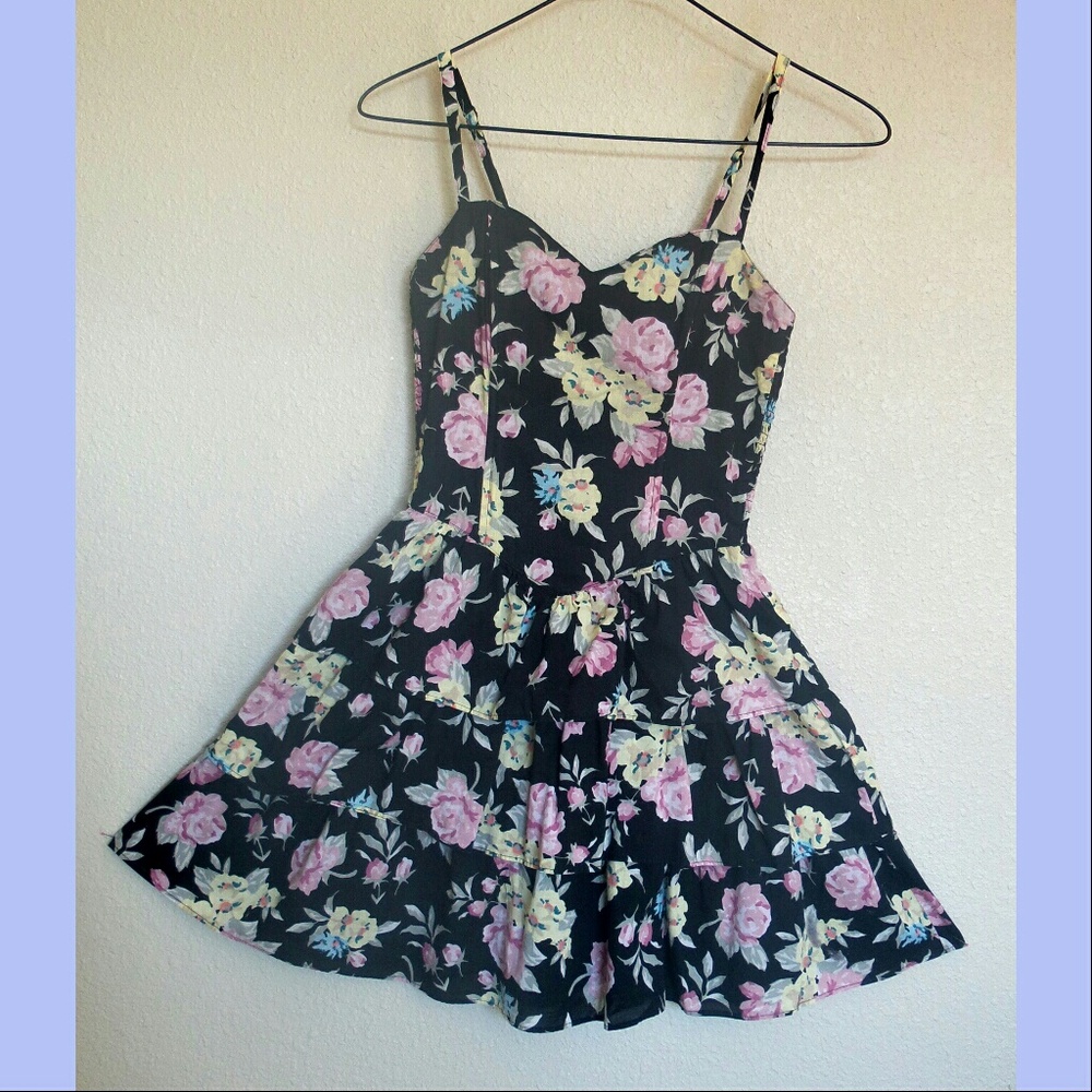 H&M Floral Bustier Ruffle Dress